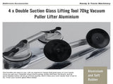 4 x Double Suction Glass Lifting Tool 70kg Vacuum Puller Lifter Aluminium V63-831921