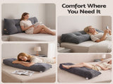 Giselle Headboard Pillow for Sitting in Bed, Upgraded Shredded Foam Reading Wedge Cushion for Lumbar HBP-WAVBTN-COR-GY-D