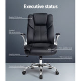 Artiss Executive Office Chair Leather Tilt Black OCHAIR-G-9314-BK