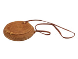 Handwoven Round Rattan Bag Tropical Beach Style Woven Shoulder Rattan Bag with Leather Strap 20cm V1294-YM0706-3117230158012