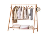 Levede Clothes Rack Wooden Wardrobe Natural CR1005-NT