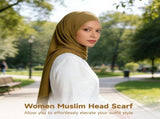 6PCS Women Muslim Head Scarf, Smooth Jersey Hijab Wrap, Solid Color Head Coverings, Long Soft Shawl V1192-AZ-W-18352