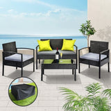 Gardeon Outdoor Sofa Set Wicker Lounge Setting Table and Chairs Storage Cover FF-SAIPAN-BK-COVER