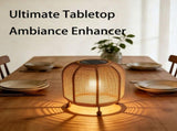 Solar Powered Rattan Lantern IP54 Waterproof Outdoor Table Lamp, Natural Woven Shade Warm Glow V1369-AZ3-W-12002