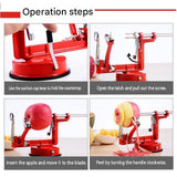 Red 3-in-1 Apple Peeler Slicer and Corer - Manual Hand Crank Fruit Peeling Machine with Strong V888-ELOSUNG56350