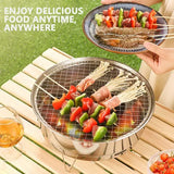 1 Piece Portable Korean BBQ Grill, Stainless Steel Round Grill with Maifan Stone Plate for Camping V1189-LC-HW-00329
