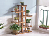 Fin Xxl Carbonized Wood Plant Stand 11 Pots Bonsai Display Shelf Flower Rack Corner V767-XJJ788