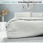 Ardor London Silver Embossed Quilt Cover Set King V442-INT-QUILTCS-LONDON-SILVER-KI