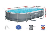 Bestway Swimming Pool 427x250x100cm Steel Frame Above Ground Pools Filter Pump Ladder 7250L BW-POOL-427-56622
