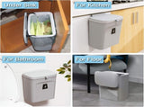 Hanging Kitchen Compost Bin with Lid for Cabinet Door or Wall, No-Drill Adhesive Mount, Odor-Proof & V1107-CS-GBSLJTH
