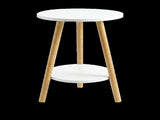 Levede Round Coffee Table 2-Layer Living Room End Tables Bedroom Side Tables NI1090-WH-AU