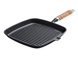 Steak Grill Pan with Wooden Handle 8.7in Thickened Bottom Even Heating Nonstick Grill Pan with Pour V1294-YM0901-3118240108611