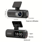 4K Front and Rear Dual Dash Cam WiFi GPS Car Camera with 64GB SD Card V462-TA-106-01