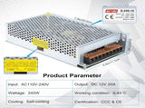Switching Power Supply 12V 20A LED Transformer 240W Power Supply Ac 110V / 240V Dc 12V V1188-MS-227-1913