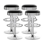 Artiss 4x Bar Stools Leather Padded Gas Lift Silver BA-TW-T7009-BLACK-X4