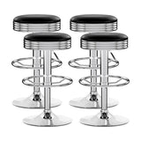 Artiss 4x Bar Stools Leather Padded Gas Lift Silver BA-TW-T7009-BLACK-X4