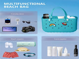 EVA Beach Tote Bag for Swimming, Pool & Travel Waterproof Washable Rubber Handbag with 2 Random V1107-CS-STDDBL