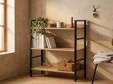 CARLA HOME 3 Tier Bookshelf - Wood Metal Display Shelf - Brown - Rustic - Steel - Living Room Office V178-36424