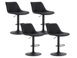 Artiss 4x Bar Stools Kitchen Swivel Gas Lift Counter Chair Diamond Leather Black BA-K-799G-BKX4