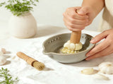 2-in-1 Stoneware Kitchen Grater Plate Tools, Handmade Garlic Grater & Bowl, Efficient Stoneware V1189-LWWAL-20260401-07080