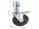 4 Pack 5 Inch Scaffolding Swivel Caster Wheels Heavy Duty Rubber Casters with Dual Locking 1.26 Inch V767-VVR-JLTX13-5-4XJL32FGV0