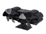 6 Blades Heat Powered Stove Fan Dual Head Fireplace Fan Home Non Electric Fan Black V1294-YM0512-3114220099911