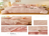 Pink Luxury Thick Plush 4 Piece Bedding Set for 1.5m & 1.8m Beds Winter Ultra Soft Warm Bedding V888-ELOSUNG52486