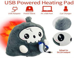 USB-Powered Plush Heating Pad with Cute Grim Reaper Design Portable Warmth for Home, Office, Car, V1341-ZY-FLNYWFWW-GREY