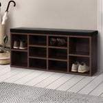 Artiss Shoe Rack Cabinet Bench 10 Cubes - Walnut FURNI-O-SHOE-BEN102-WAL