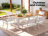 Gardeon 7PCS Outdoor Dining Set Table and Chairs Patio Garden Furniture Bistro Set White FF-DINING-7PLW-WH-ABC