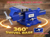 SEDY 6" Bench Vise Heavy Duty Workbench Clamp Anvil 360&deg Swivel Base Jaw Pads V465-86554