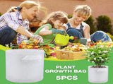 5-Pack Plant Grow Bags, Aeration Non-Woven Biodegradable Plant Nursery Bags with Handle, V1192-AZ-W-16939