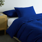 Royal Comfort Vintage Washed 100 % Cotton Quilt Cover Set Queen - Royal Blue ABM-10002600
