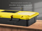 17-inch Yellow and Black Heavy Duty Plastic Toolbox - PP Material with ABS Latches - Lockable, Large V888-ELOSUNG50970