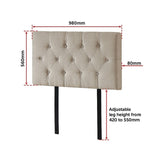 Linen Fabric Single Bed Deluxe Headboard Bedhead - Beige V63-821453