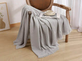 130*230CM Grey Nordic Solid Color Knitted Sofa Throw Blanket with Tassels - Waffle Weave Polyester V888-ELOSUNG17041