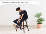 4X Wooden Bar Stool Dining Chair Leather SOPHIA 65cm WHITE BROWN V274-FT-WBSPU-75WH4-BNP