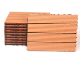 10PCS Interlocking Patio Deck Tiles 30cm x 30cm Outdoor Wood Flooring for Patio Garden Balcony V324-DTWPC-30-ORA-10P