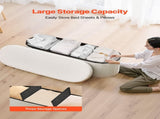 Oval Storage Ottoman Bench, Foldable Teddy Fleece End of Bed Bench, Folding Upholstered Bed Ottoman V952-BYWSZYKZDK40BI0GO001V0