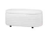 Artiss Storage Ottoman Blanket Box 87cm Boucle Fabric Oval OTM-OVL-01-TED-WH