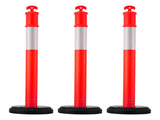 3 Pack Traffic Delineator Posts, 1140 mm Traffic Safety Cones with Fillable Base and Reflective V952-TCDZJTJSZHS40JI4U001V0
