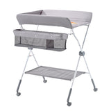 VEVOR Foldable Baby Changing Diaper Station with Side Basket & Wheels Light Gray V952-ZDNBTQHSXXSDBQAAV001V0