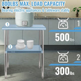 Stainless Steel Work Prep Table Commercial Food Prep Table 30x30x36in V952-J30X30X36INCHMQ0DV0