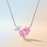 Elegant Pear-Shaped Pink Moissanite Choker Necklace with Round Clear Stone, Hypoallergenic V1341-ZY-49AZC6CJ-MOISSANITE-PREMIUMS925