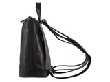 Milleni Ladies Nappa Leather Bag Twin Zip Backpack w/ Zipped Pocket - Black V563-NL3546-BLACK