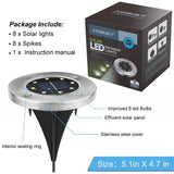 Solar Ground Lights,LED Garden Disk Lights In-Ground Outdoor Landscape Lighting for Lawn Patio V1366-AZ2-W-24457