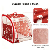 Christmas Portable Car Pet Carrier, Foldable Soft-Sided Cat & Dog Crate, 505050cm, Mesh Windows, V1232-CWL-MG-001