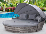 Gardeon Sun Lounge Setting Wicker Lounger Day Bed Patio Outdoor Furniture Grey ODF-SUNBED-180OT-GR-ABC