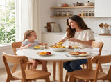 Artiss Round Dining Table and Chairs Set 5 PCS, 108cm Compact Kitchen Table Set with Solid Pine Wood DSET-TAB01-RUB-WDX4