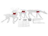 3 Piece Lighted Christmas Deer Family Set Outdoor Yard Decoration with LED Lights Red Bows Mother V1294-YM0710-3111230254211
